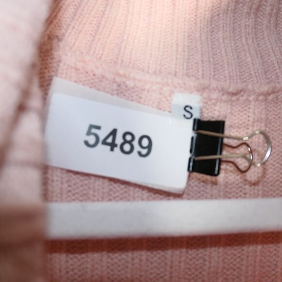 Pale Pink Sweater Dress Women Small Cowl Neck Balloon Sleeves Ribbed Boho - Picture 6 of 6